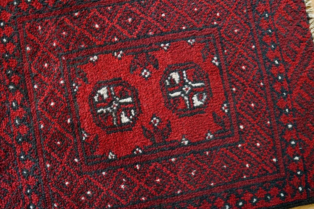 トルクメン 手織り絨毯 トライバルラグ ヴィンテージラグ 60×49cm