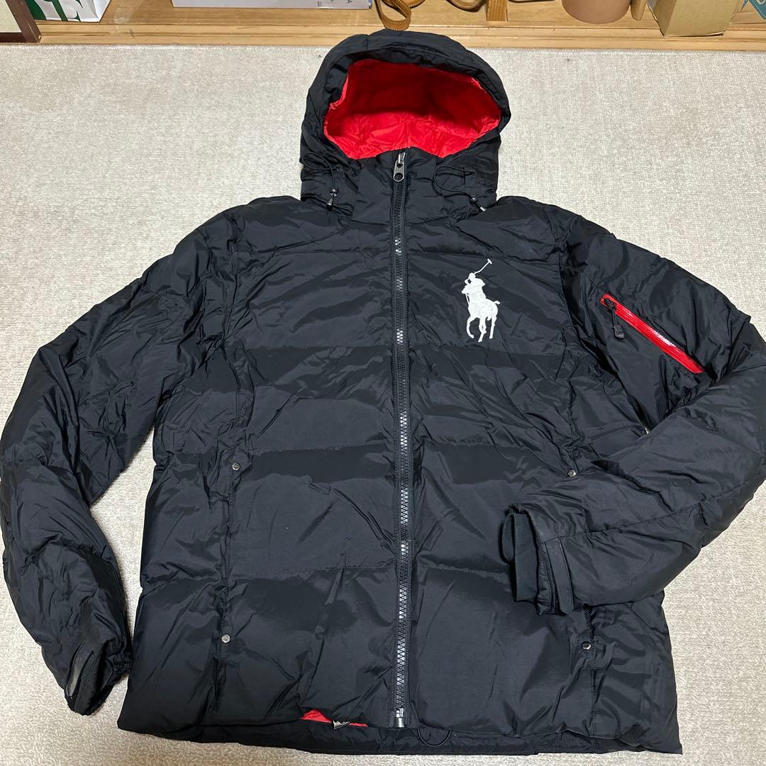 美品 ポロラルフローレン ダウンジャケット 黒赤ビッグポニー Mサイズ