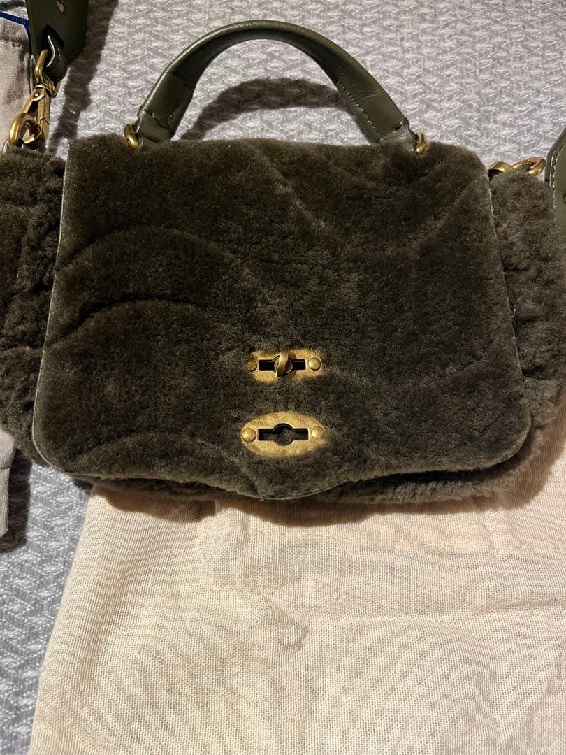 ZANELLATO オリーブグリーン ファー ショルダーバッグ