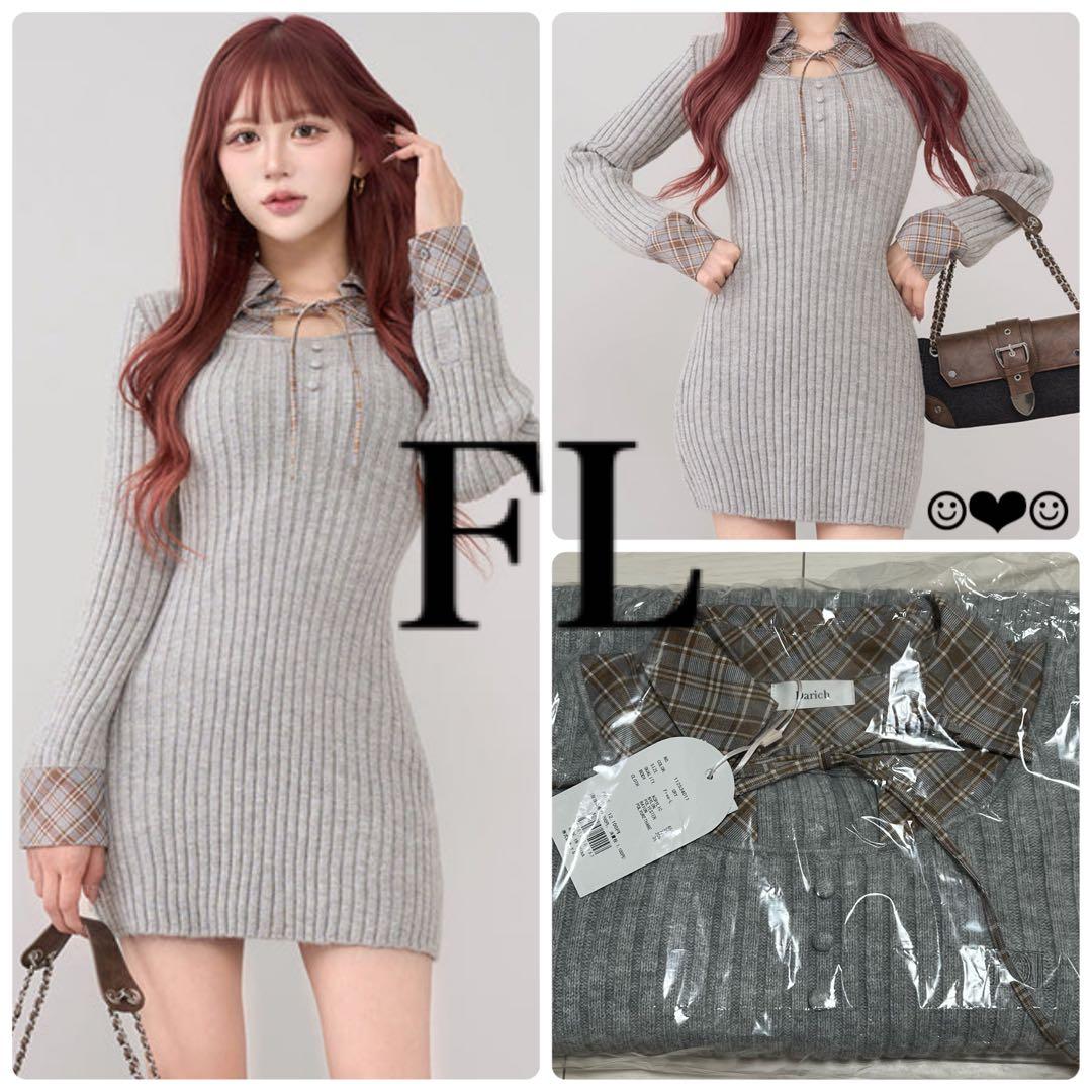 Darich♡レイヤードライクニットミニワンピース♡グレー♡FL - メルカリ