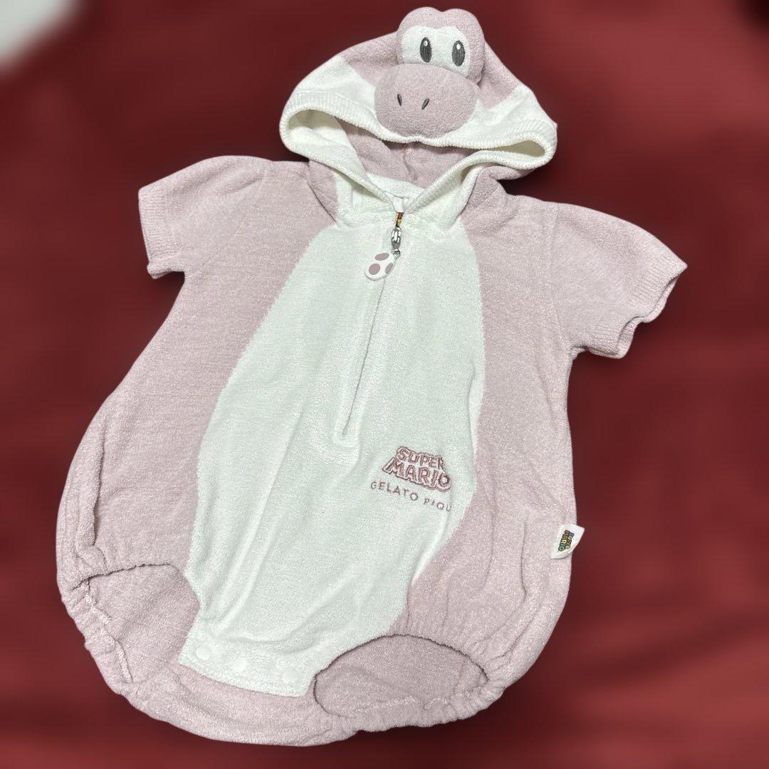 【70-80cm】ジェラートピケ スーパーマリオコラボ ヨッシーロンパース ベビー】ヨッシー ロンパース GRN【SUPER MARIO meets GELATO PIQUE