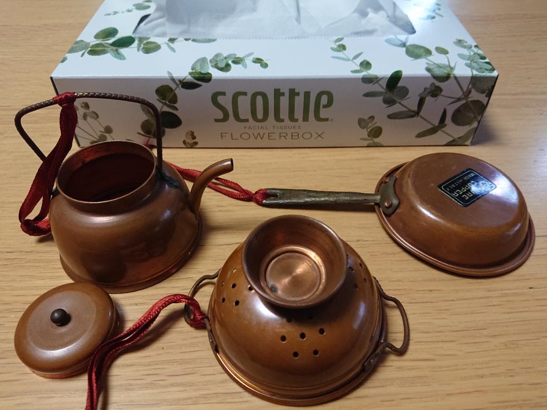 ミニチュア コランダー フライパン ケトル 銅