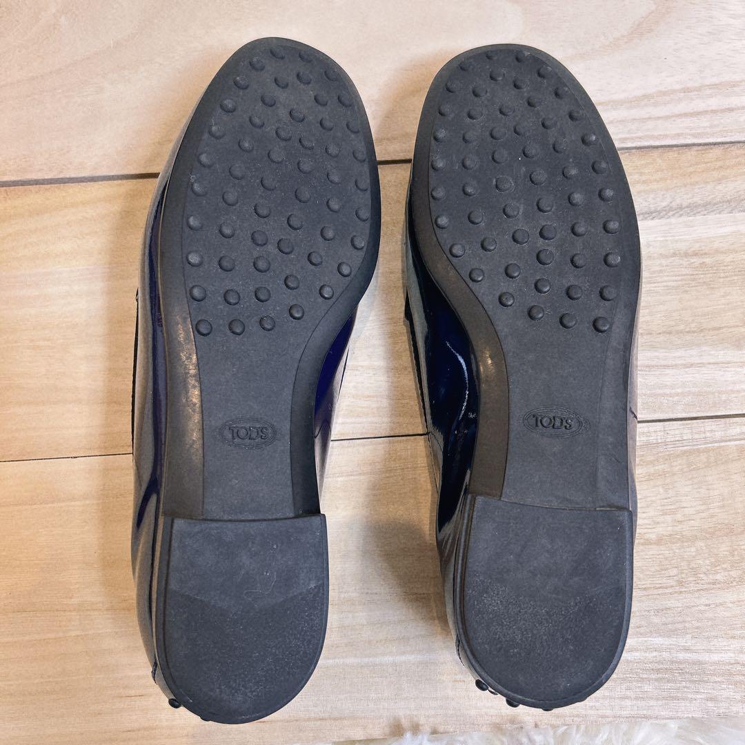 TOD'S トッズ ローファー パテント ロゴ刻印 24cm ネイビー - メルカリ