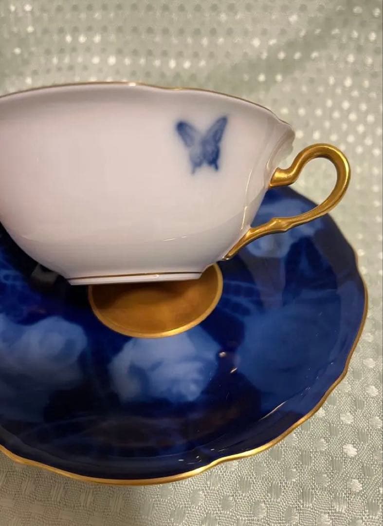 大倉陶園 執事喫茶 スワロウテイル ブルーバタフライカップ＆ソーサー