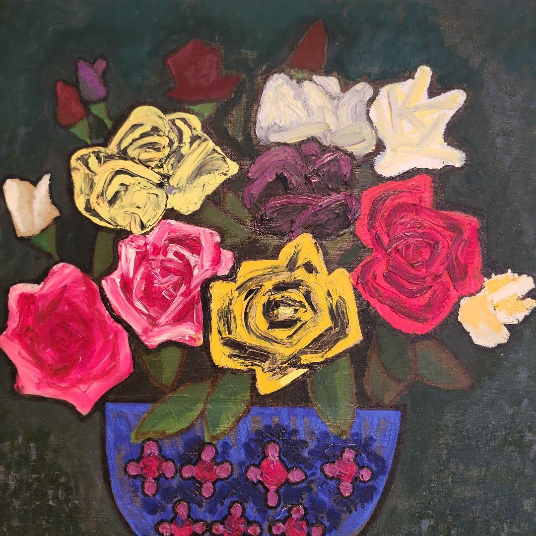 田渕眞兒　油絵　油彩画　薔薇シリーズ　花　No.3-15-s