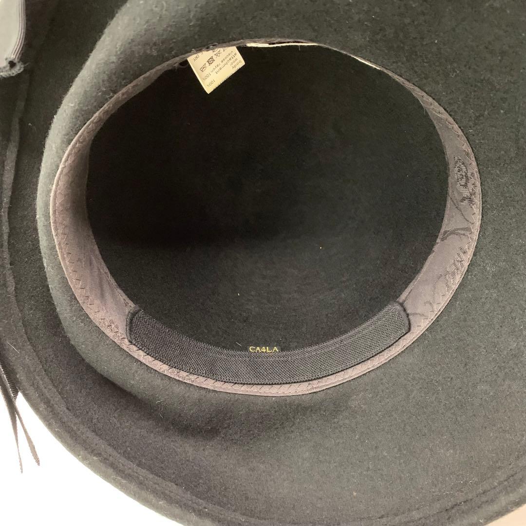 カシラ ca4la ハット 秋冬 リボン ウール ブラック ブリュレハット