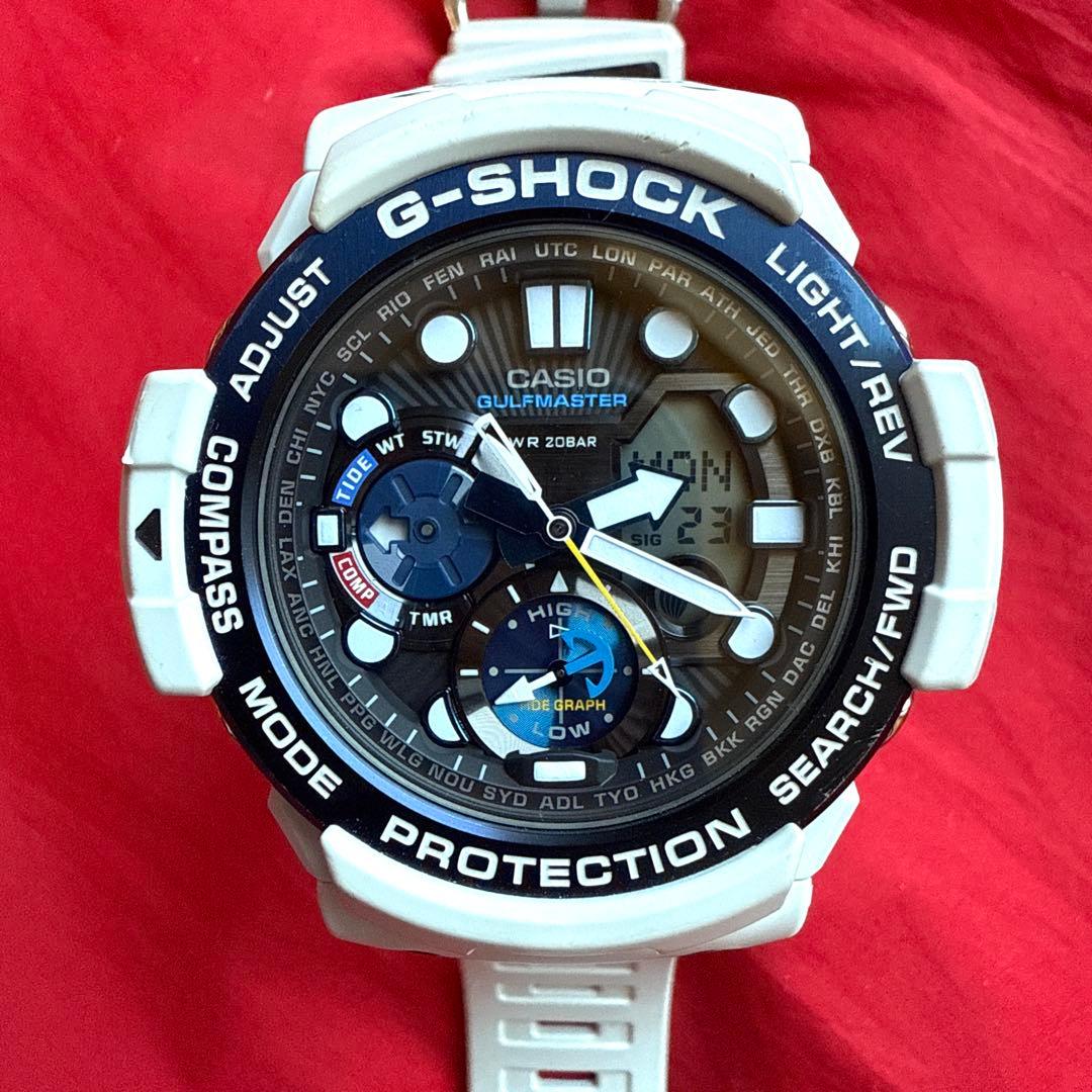ガルフマスター G-SHOCK GN-1000C ホワイト色 デジタル/アナログ