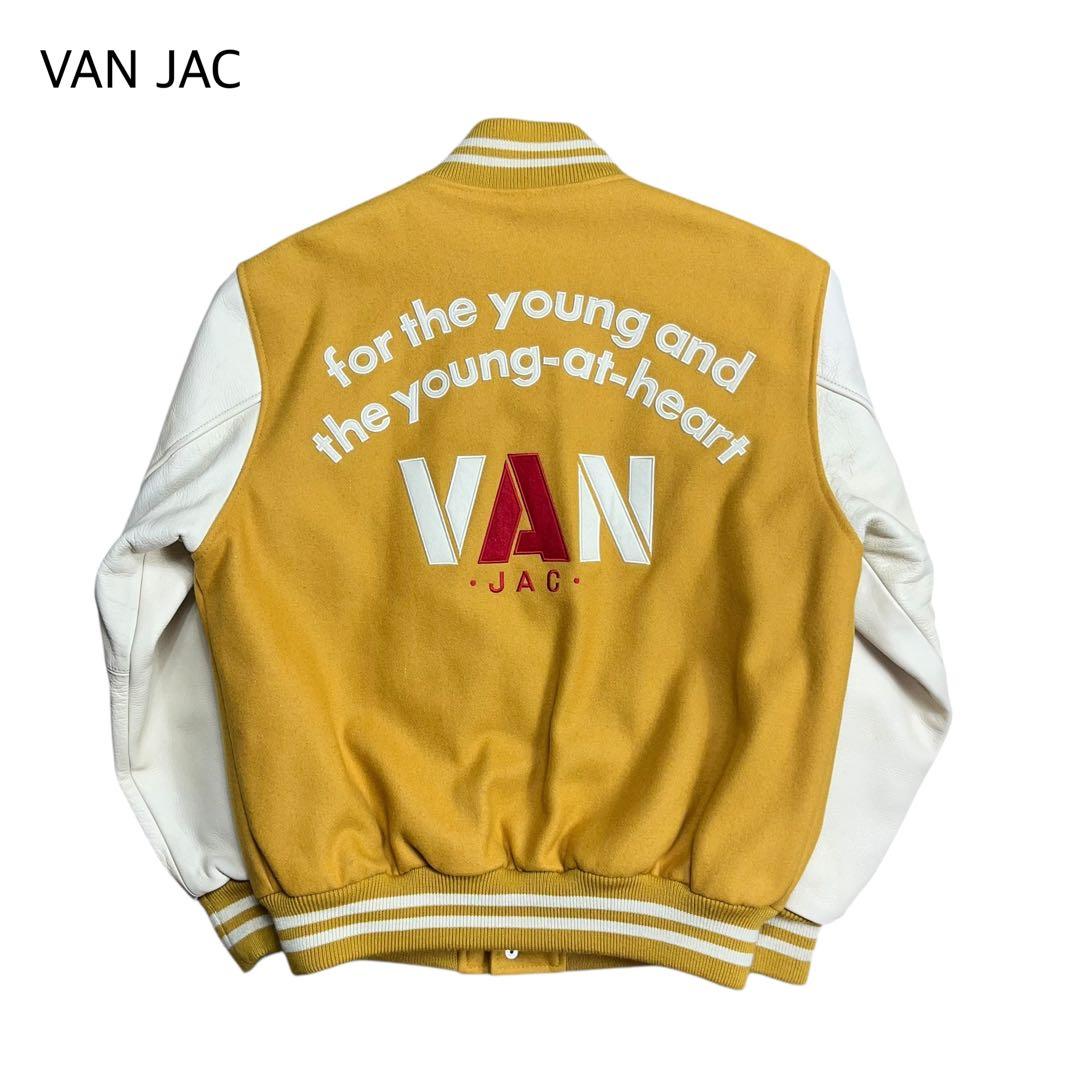 VAN JAC レザー スタジャン マスタードイエロー ウール ジャケット M
