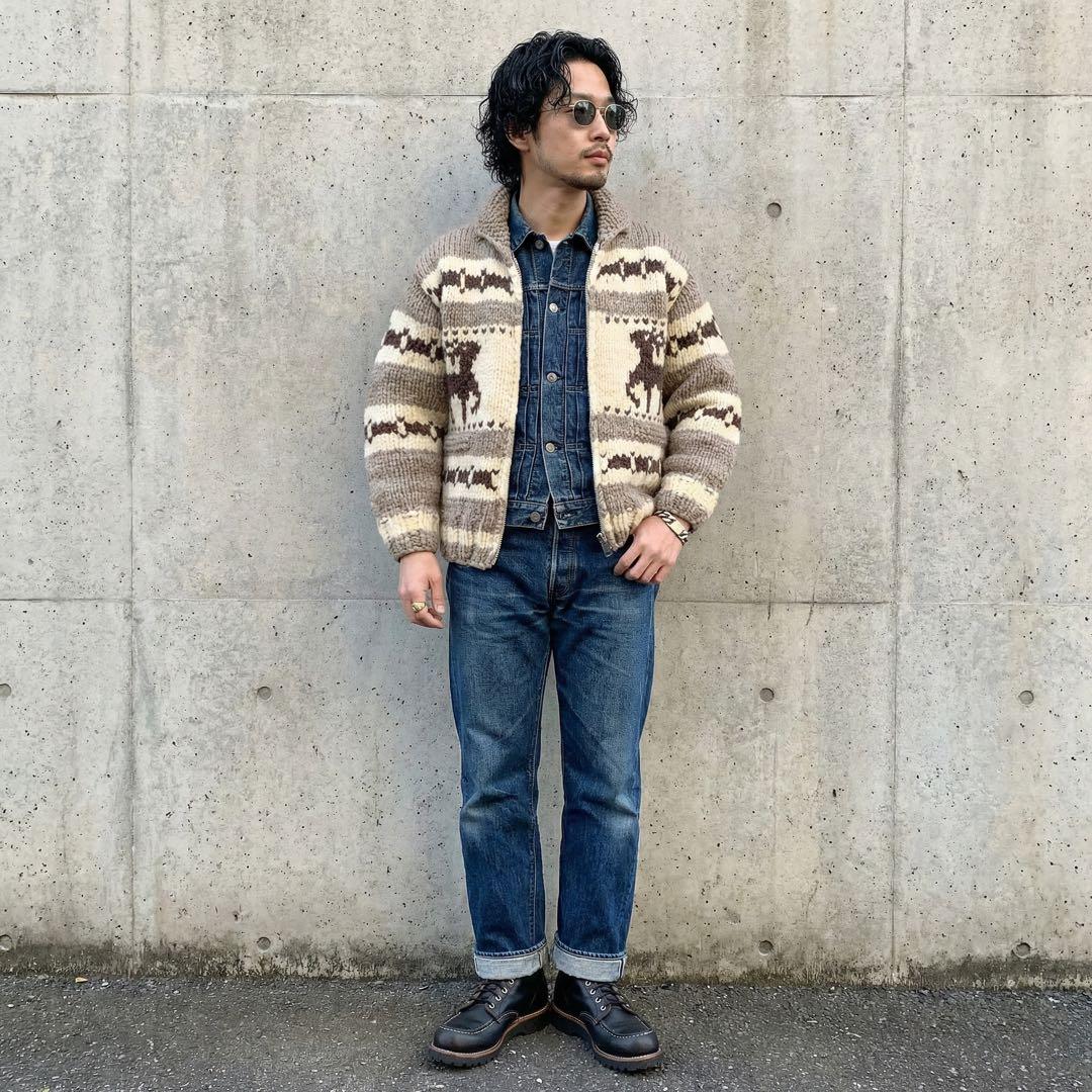 XL☆KANATA☆カウチンニット☆トナカイ☆カナダ製☆カーディガン