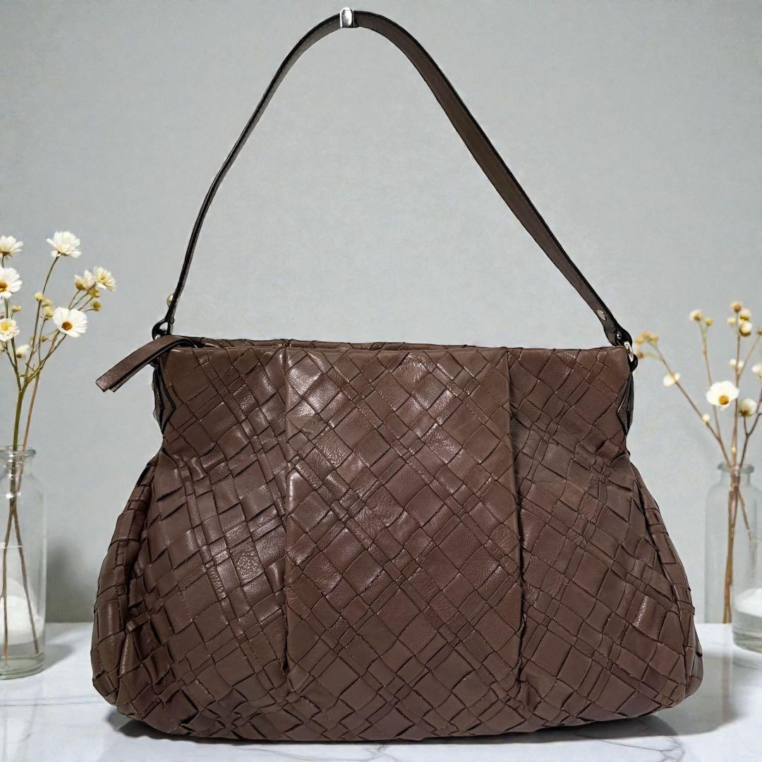 《入手困難》Max Mara ワンショルダー バック イントレチャート レザー