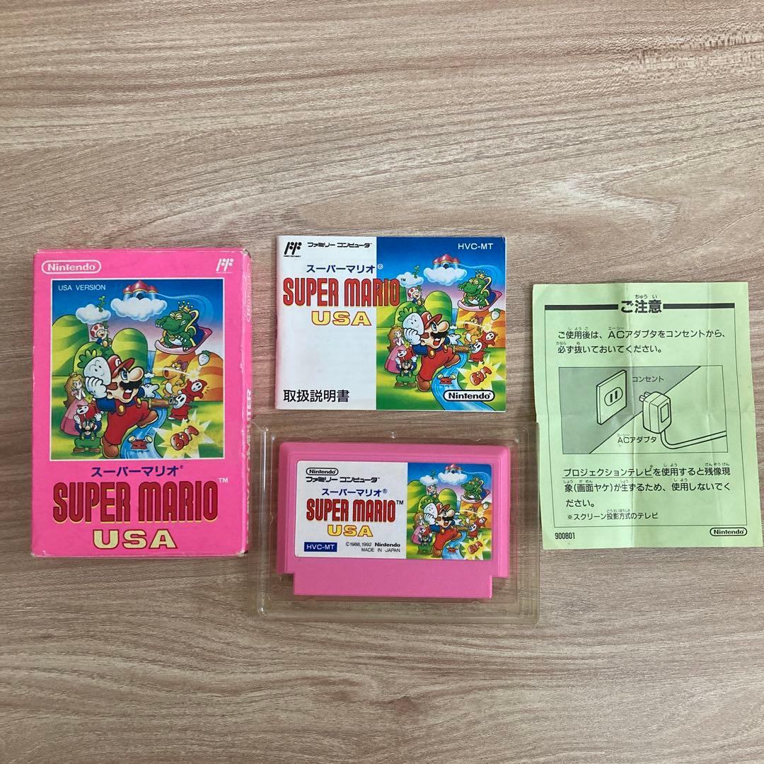 スーパーマリオ USA 」 全セット ファミコンカセット 箱、説明書、注意
