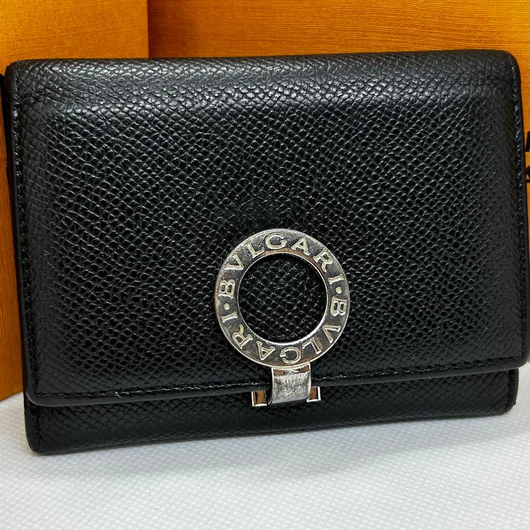 【極美品】ブルガリ カードケース 名刺入れ 小銭入ブラックレザー 名入れ】 ブルガリ カードケース スリム メンズ ブランド 本革 BVLGARI