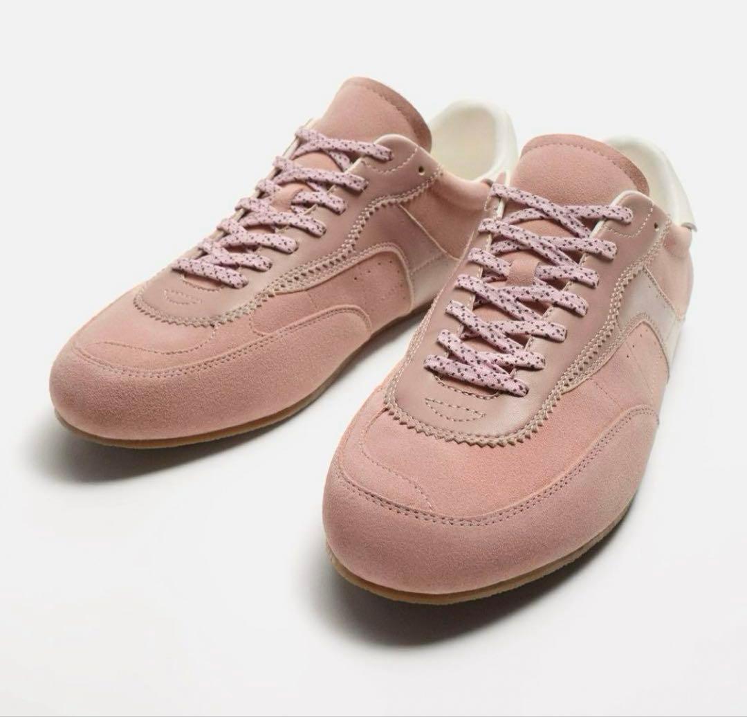 Zara ハリーランバート レザースニーカー ピンク 42 新品 - メルカリ