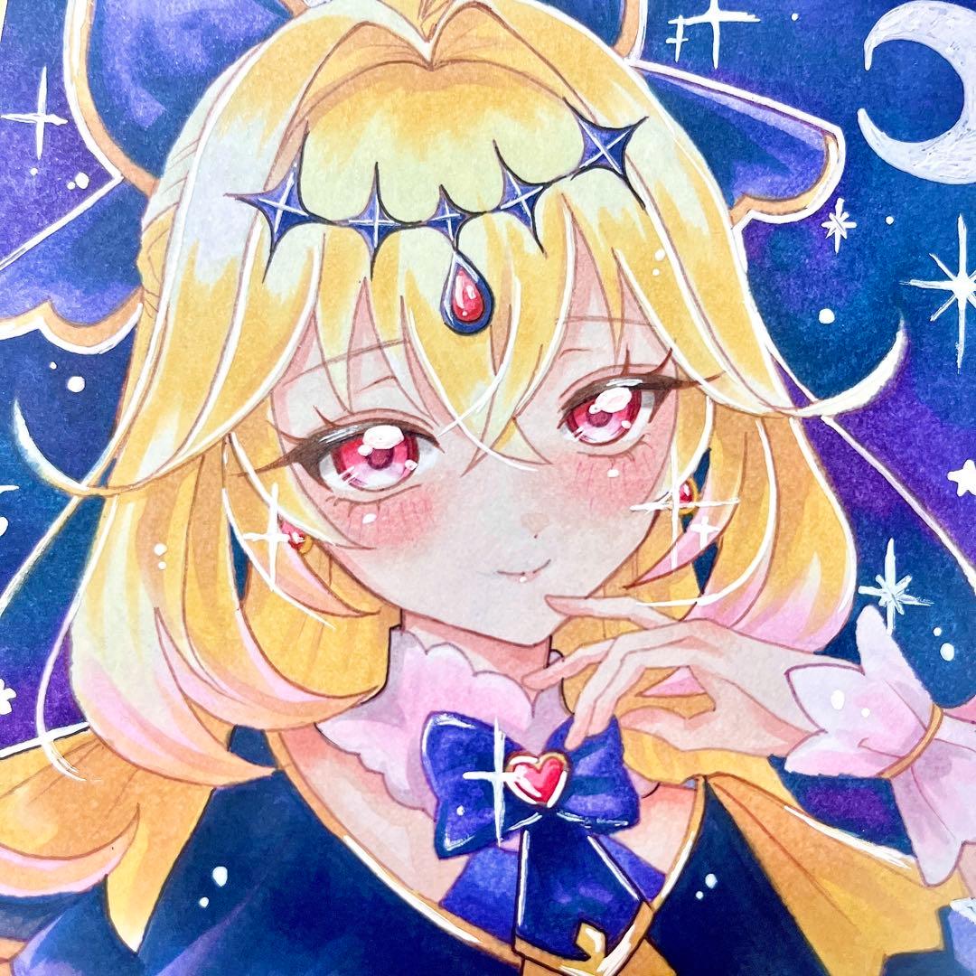 手描きイラスト 名探偵プリキュア 色紙 キュアアルカナ・シャドウ