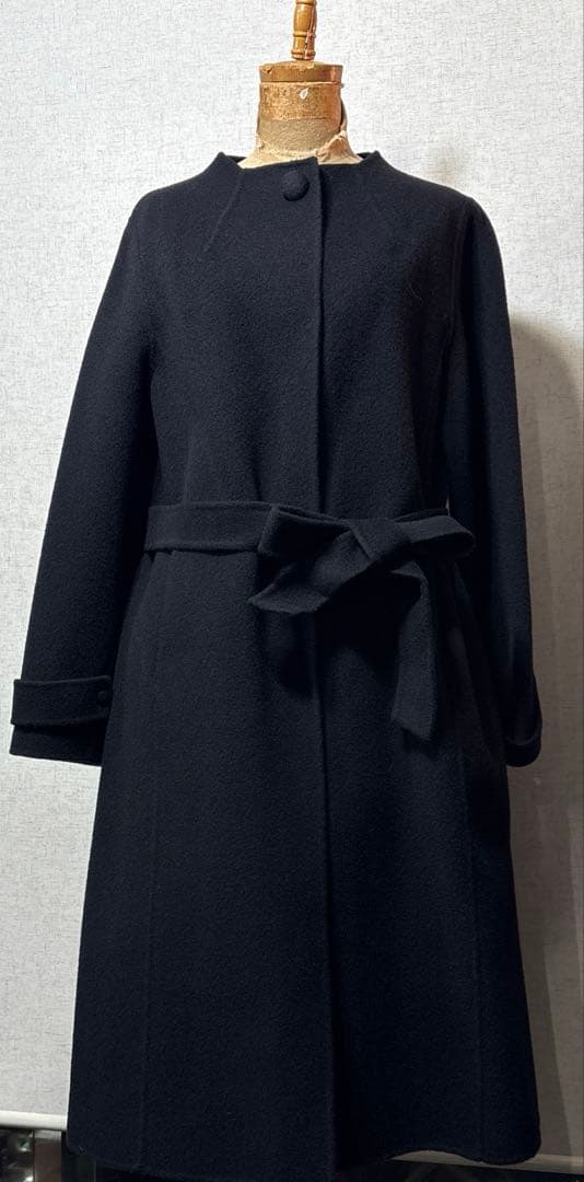 東京ソワール　ウールロングコート　S 新品 ウール100％のロングコート 5号・ブラック｜東京ソワールオンラインストア