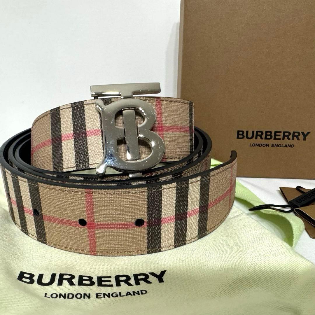 未使用保管品 BURBERRY TB バックル ロゴ ノバチェック ベルト