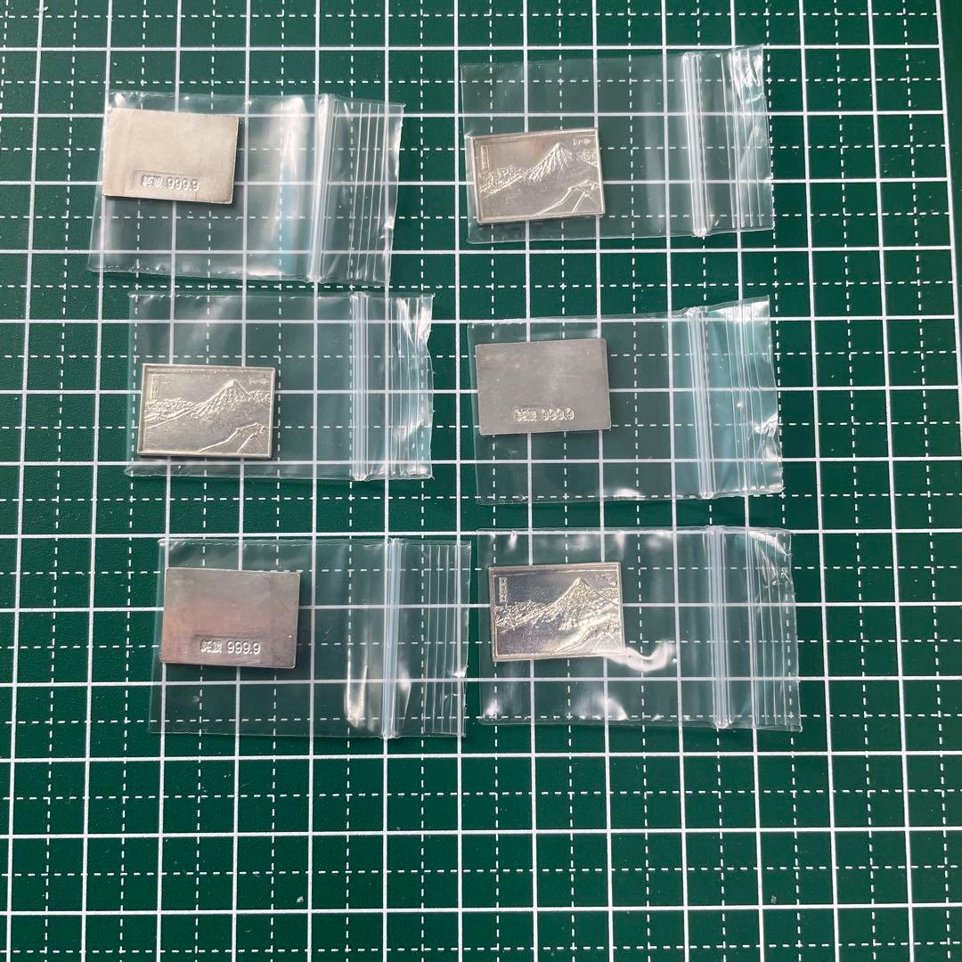 純銀レリーフ プレート ミニ 富士山彫刻 6枚セット 8.90g 造幣局マーク