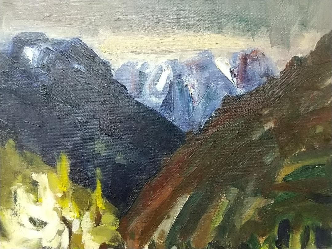 谷川の残雪」1962 F8 絵画 油絵 油彩画 風景画 アート 谷川岳 - メルカリ