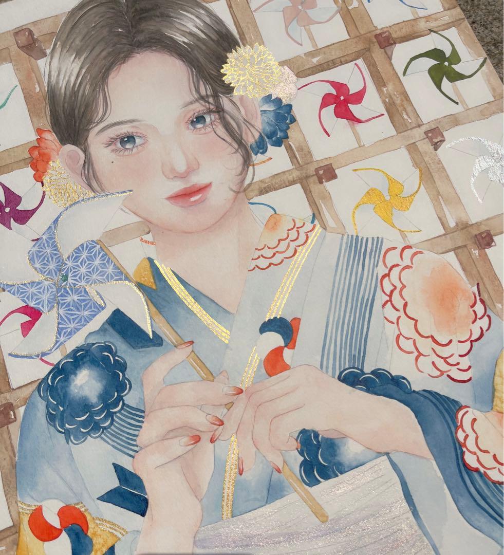 柳澤淇園 絹本着色 掛軸一幅【湖畔に浮かぶ風景画】岩絵具 軸先良品