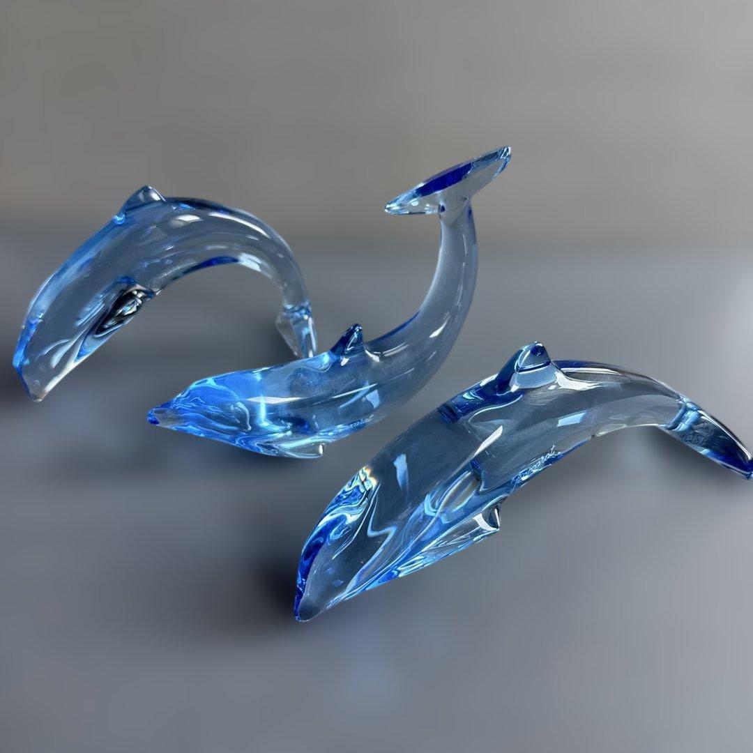 Baccarat 青色ガラス製イルカの彫刻 Baccarat 青色ガラス製イルカの彫刻 - メルカリ