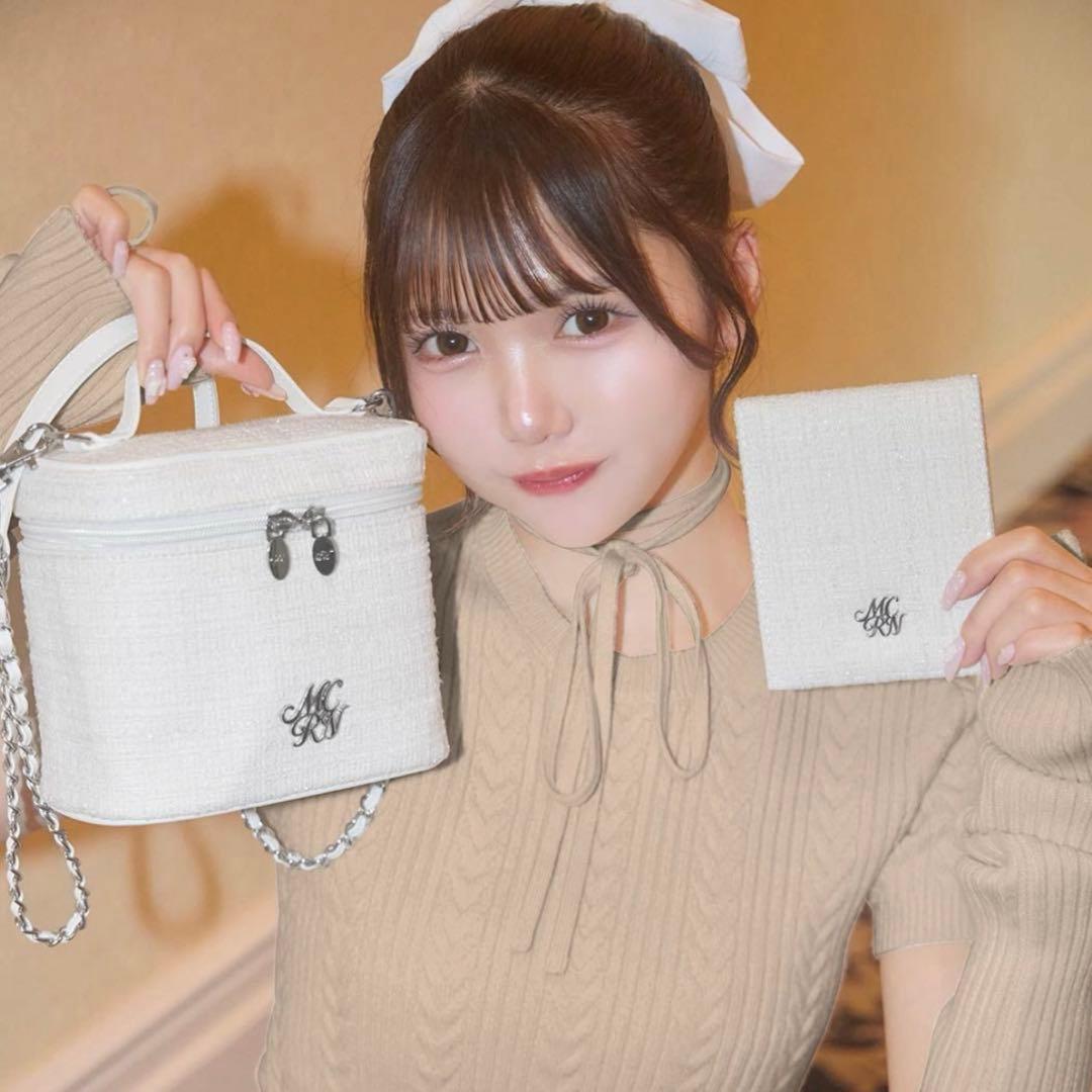 新品】 ミシェルマカロン ノベルティ ツイードバニティバッグ ホワイト