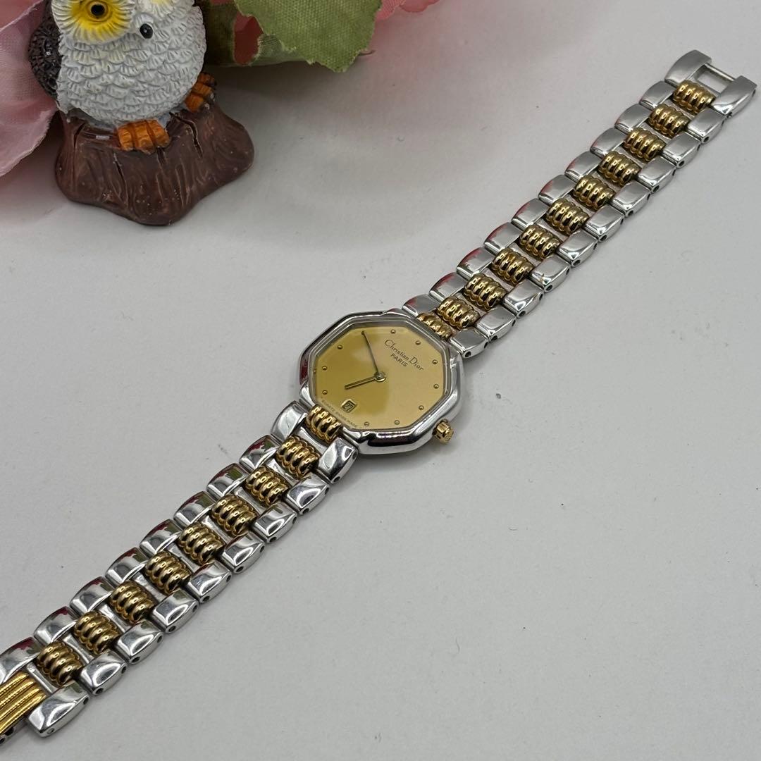 稼働品☆新品電池 クリスチャンディオール オクタゴン 美品 コンビ