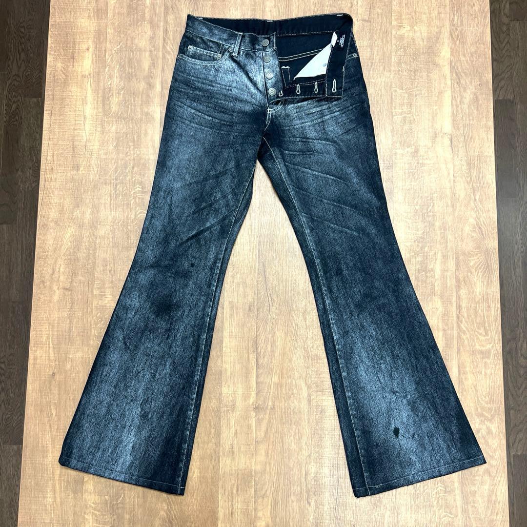 TORNADO MART ブラック フレア デニム S 日本製 美品 TORNADO MART トルネードマートy2k 鬼ヒゲ ブラックフレアデニムM