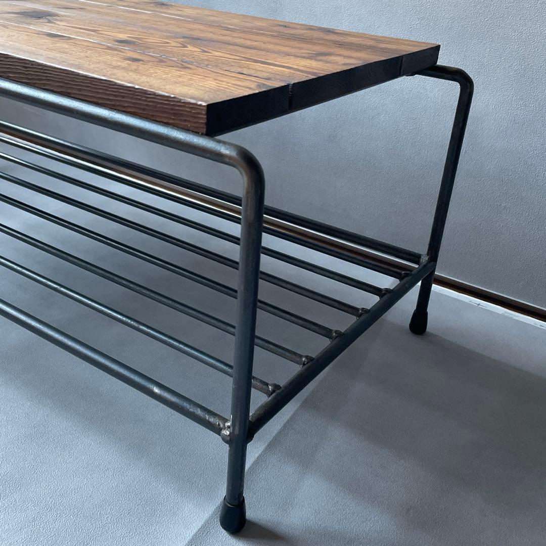 テーブル ローボード ヴィンテージ スチール & ウッドトップ