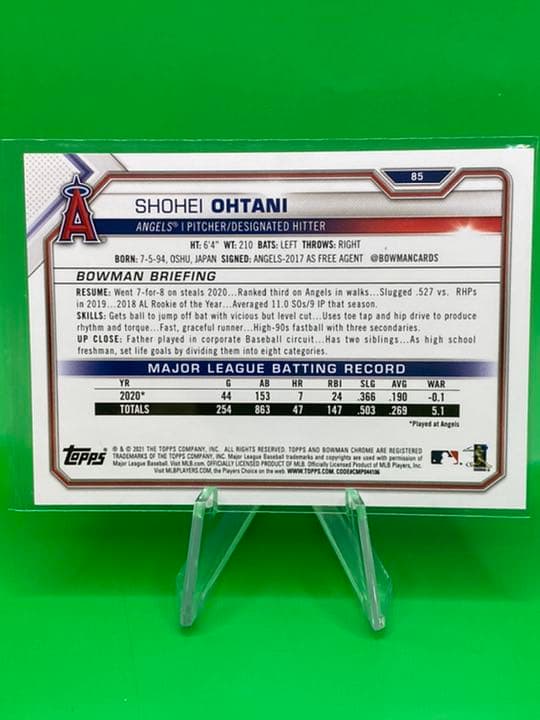 大谷翔平2021 Bowman Neon Green Border /399 - メルカリ