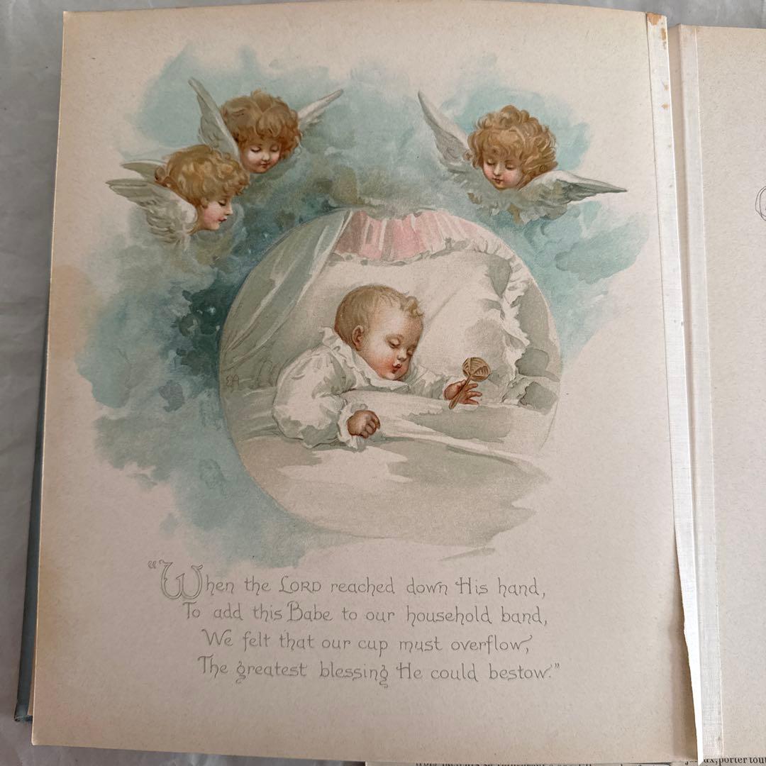 稀少1904年美しいアンティーク雑記帳ベビーアルバム洋書ジャンク