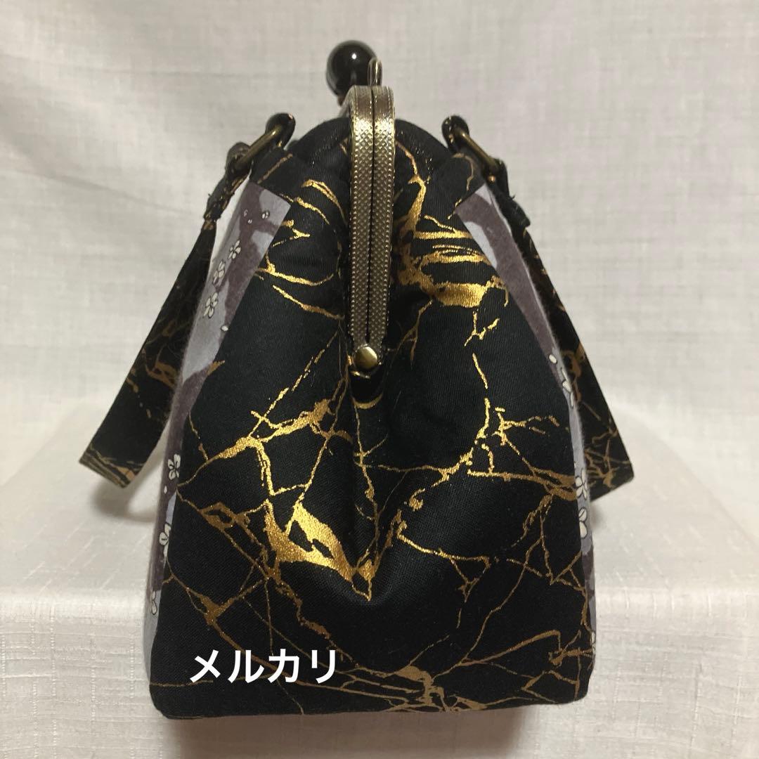 ガシャ髑髏 がま口バッグ ハンドメイド あおりバッグ 和柄 浮世絵