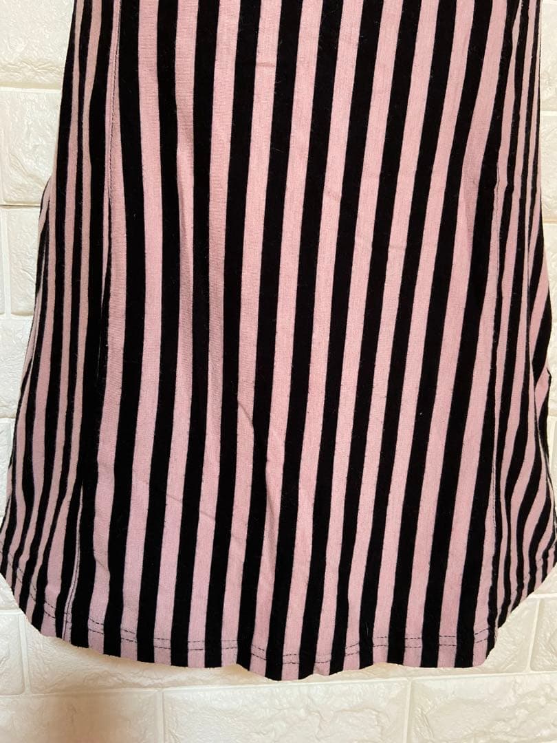 ★レア★　グラマラスジェーン　ストライプ胸元フリルキャミ　ピンク×黒　平成ギャル
