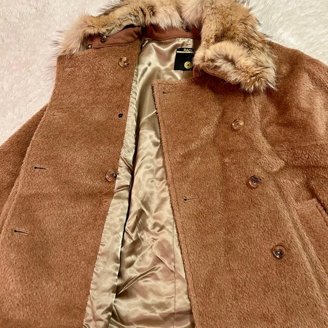 美品⭐︎BACCA シャギー ピーコート アンゴラ混 リアルファー襟付き
