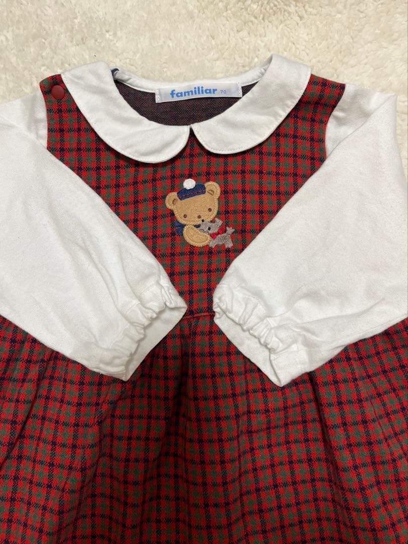 familiar チェック柄ロンパース 70 - メルカリ
