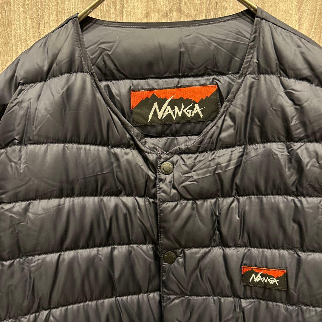 美品】NANGA インナーダウンジャケット ボックスロゴ ネイビー 古着