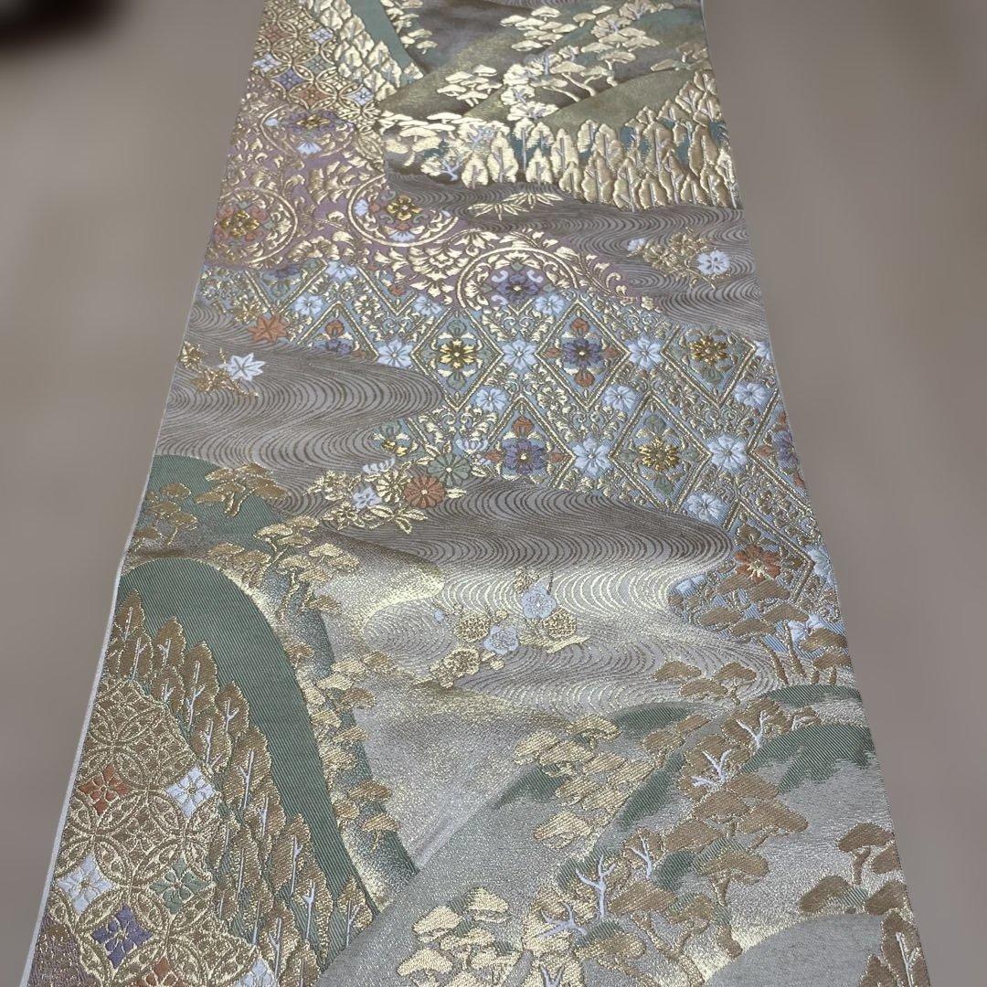 服部織物 袋帯 正絹 礼装用 金彩山水文様】 - メルカリ