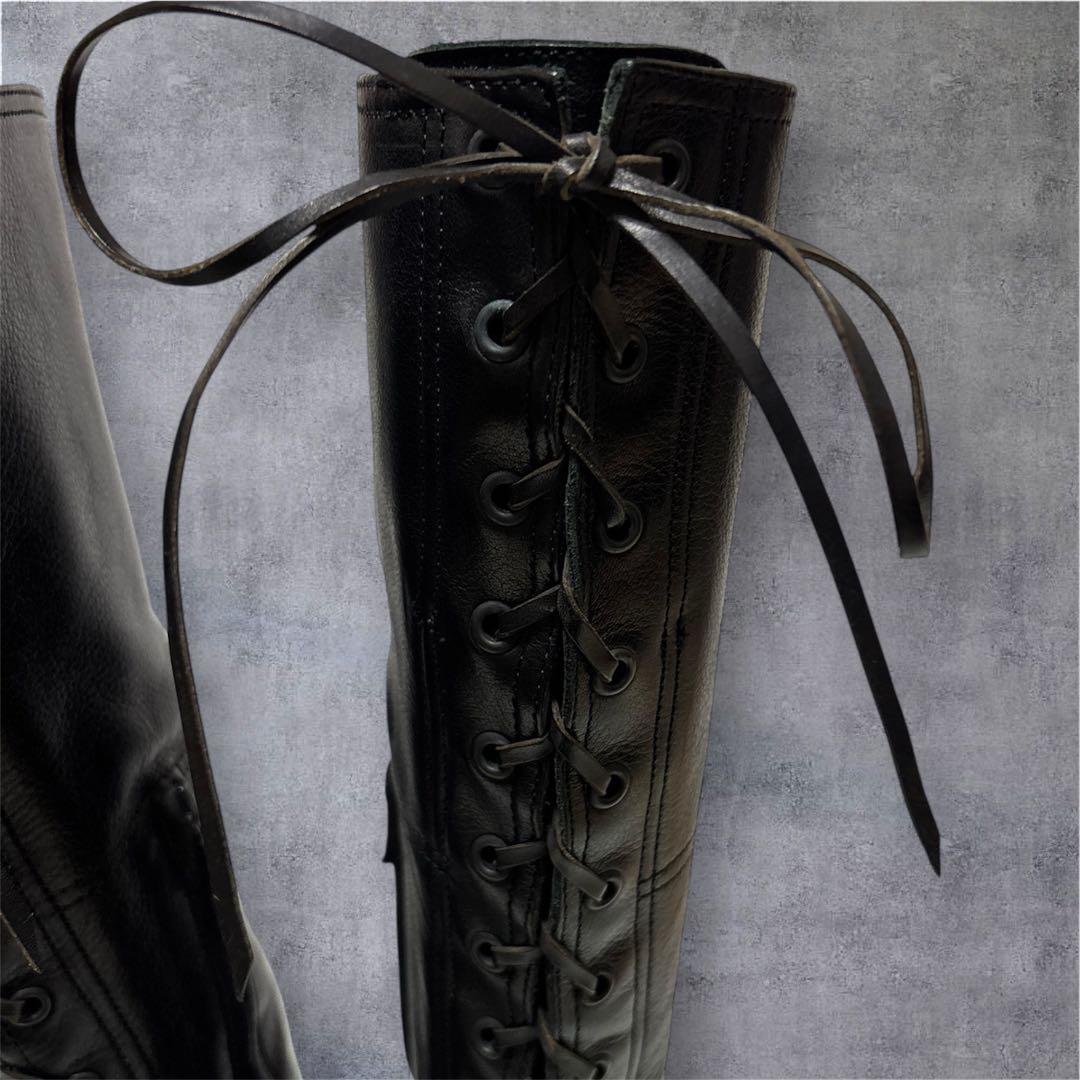 希少サイズ❣️23.5MIU MIU ロングブーツ 黒 本革 美脚ライン✨