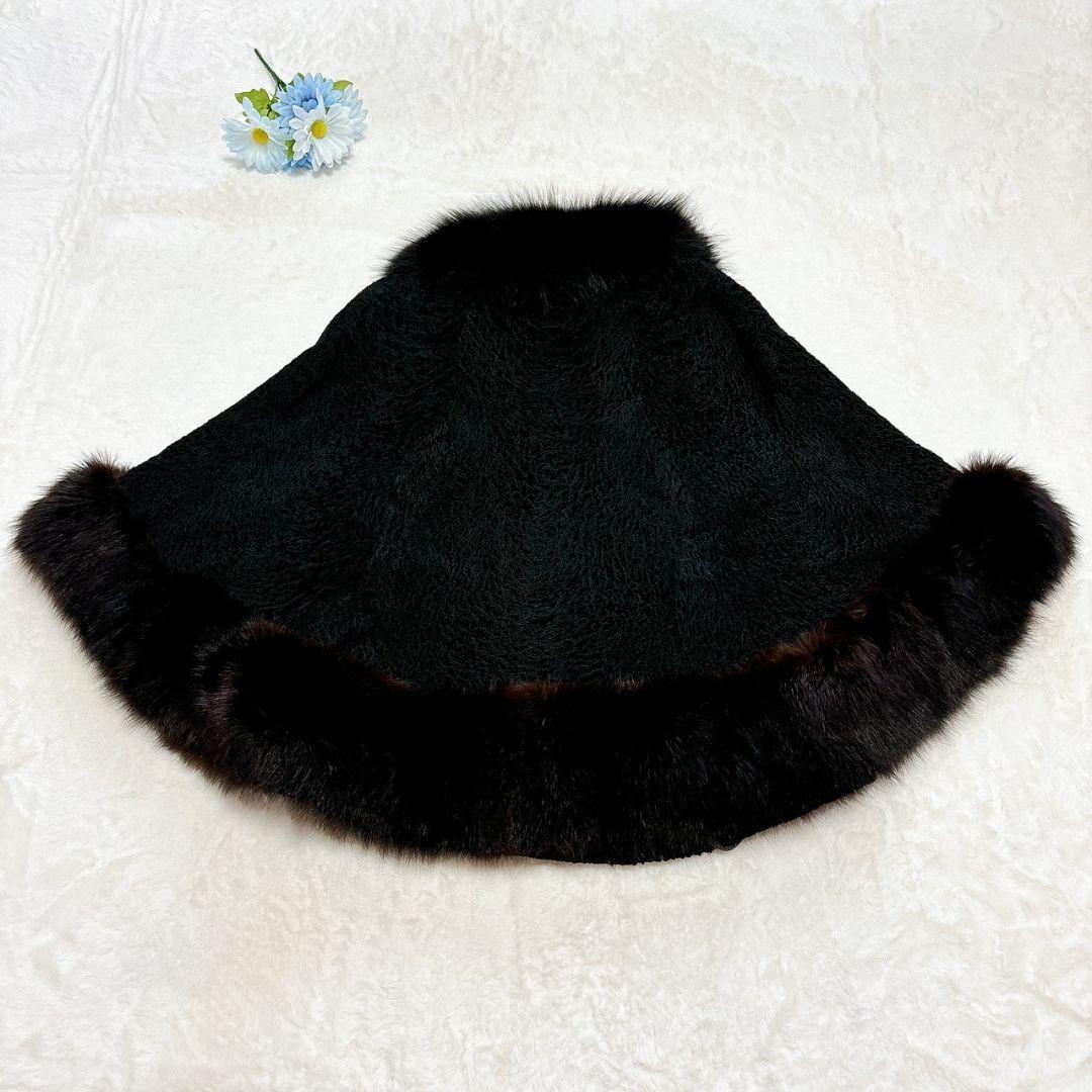 カラクルラム フォックスファー 毛皮 ポンチョ ケープ マント アストラ