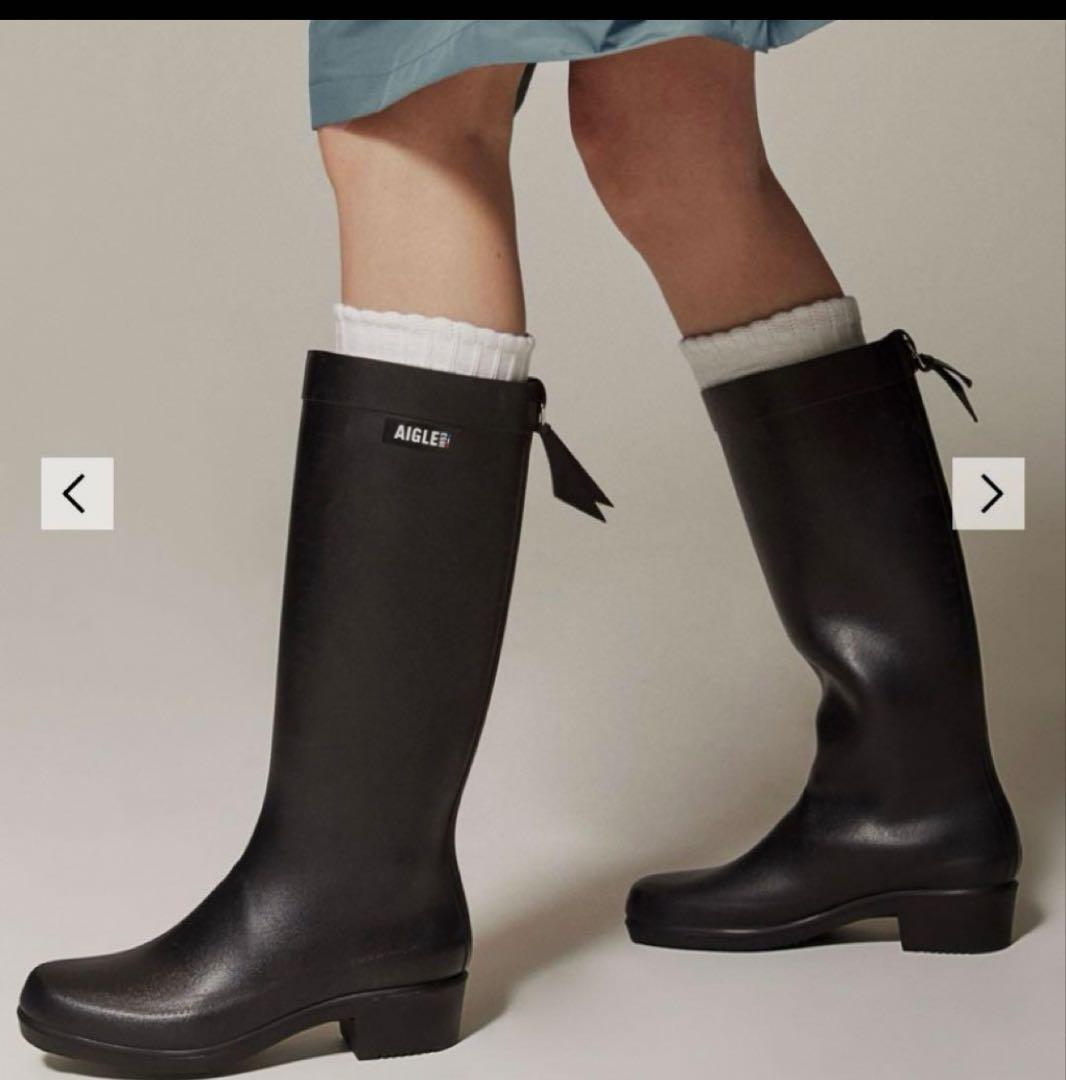 美品AIGLE最上位モデル レインブーツ ミリカ 23.5 ブラック - メルカリ