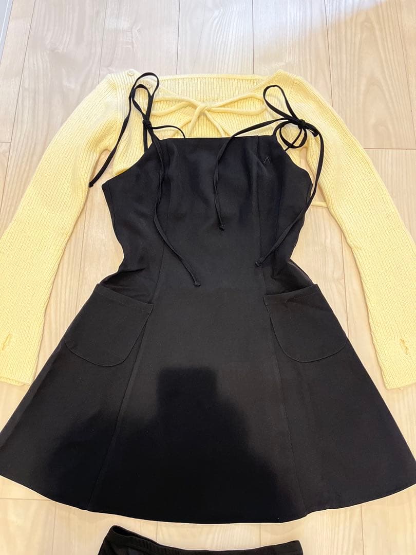andmary Lamia knit set mini dress black - メルカリ