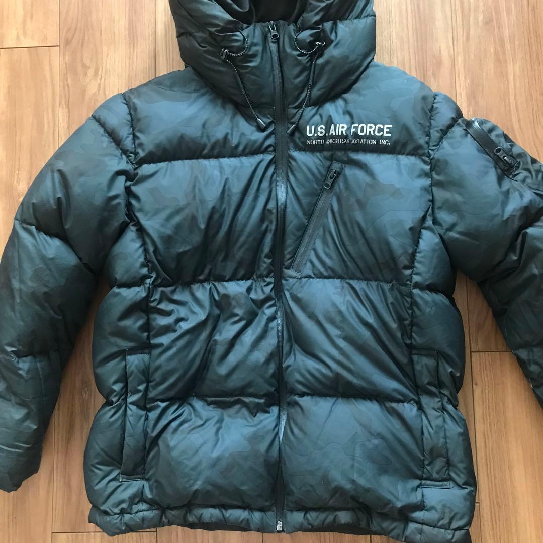 AVIREXアヴィレックス ダウンジャケット 迷彩 カモフラ ロゴ Fサイズ