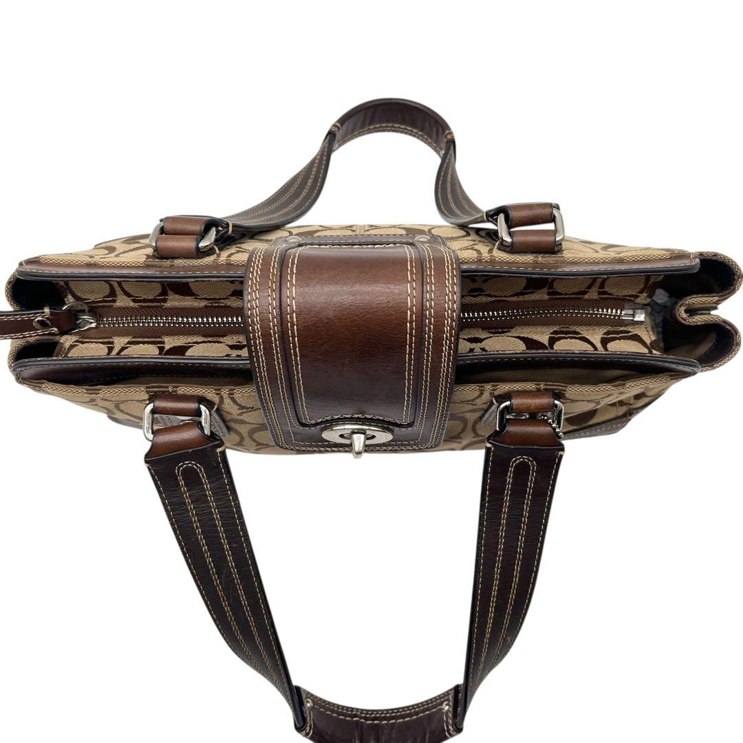 美品 シグネチャー ハンドバッグ レザー ブラウン 13975 コーチ 83