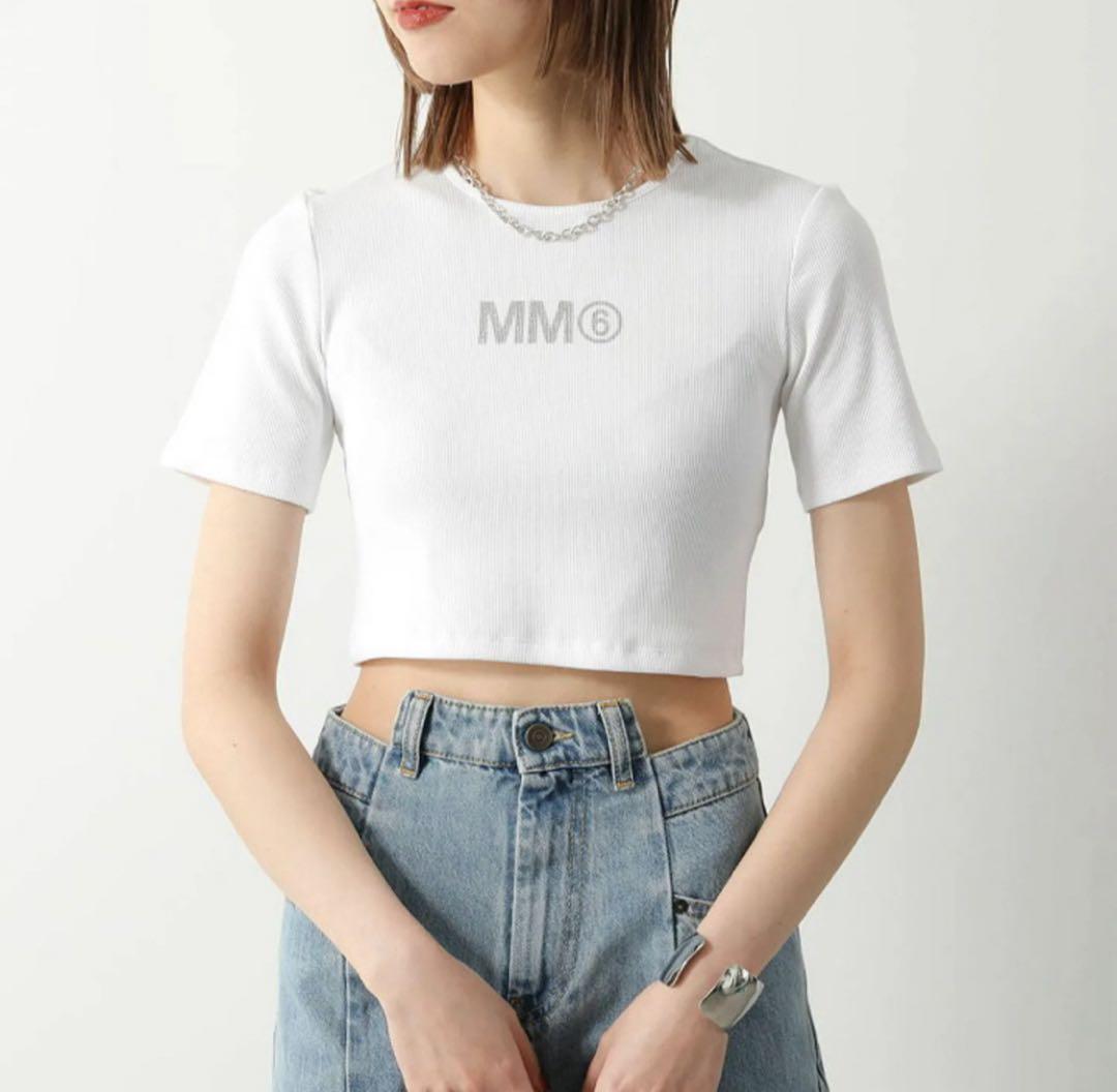 MM6 ホワイト クロップドTシャツ 14Y Maison Margiela
