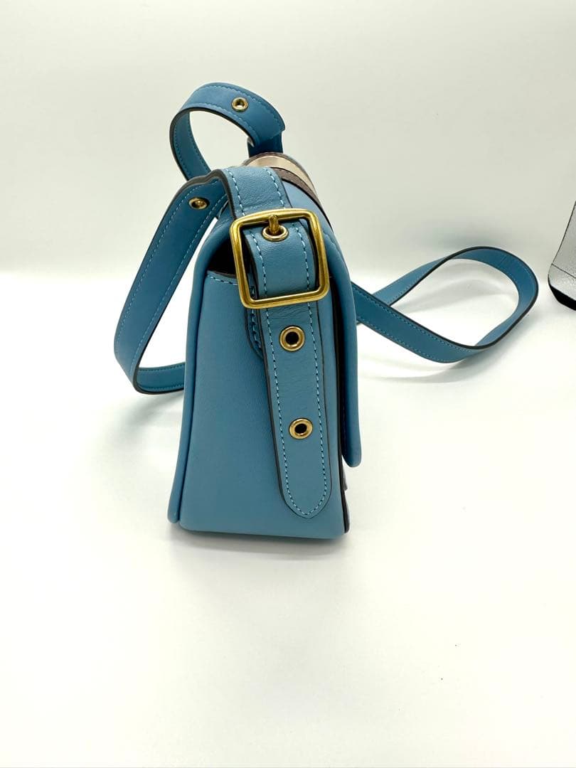 美品】COACH/コーチ/シグネチャーストライプ・ショルダーバッグ/8K09