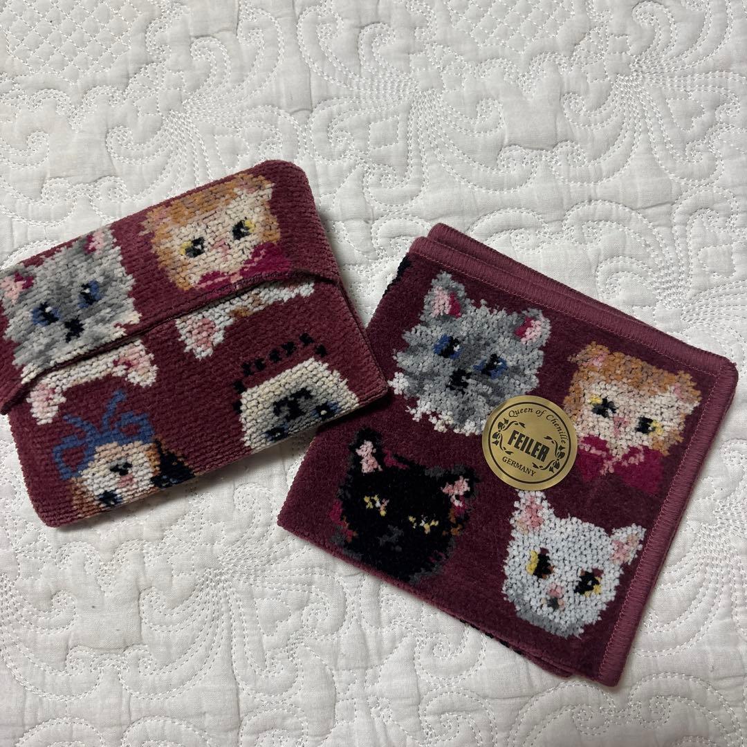 フェイラーネコハンカチとテッシュポーチSET フェイラー×グリローズ コラボティッシュポーチ パリプロムナード