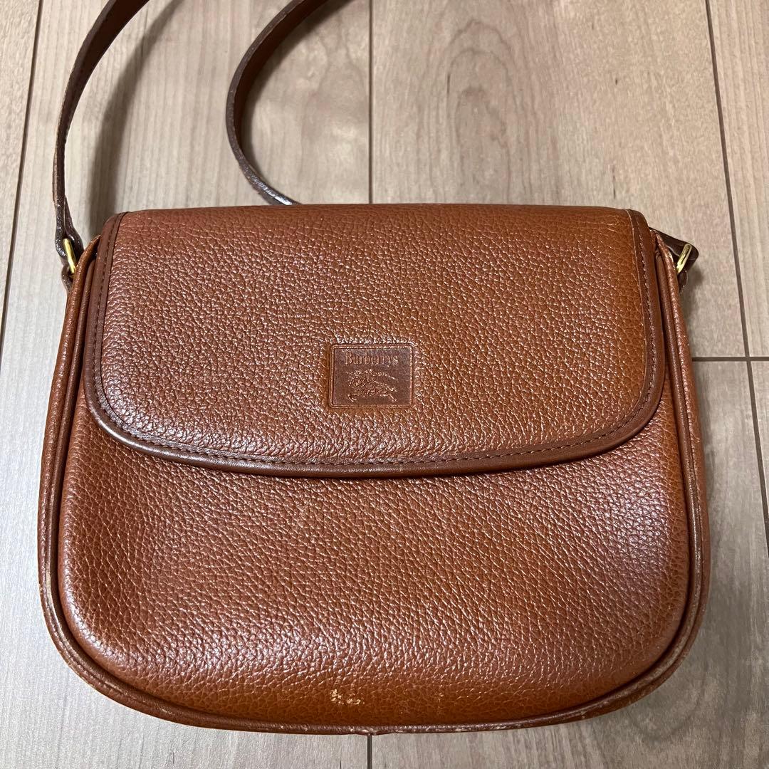 90'sオールドBurberry(バーバリー)レザーショルダーバッグノバチェック