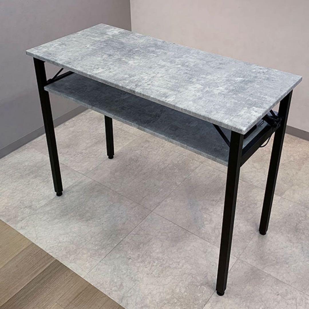 TAT ネイルテーブル　グレー合成石モダンテーブル 2段棚付きSHAREYDVA TAT ネイルテーブル グレー合成石モダンテーブル 2段棚付きSHAREYDVA