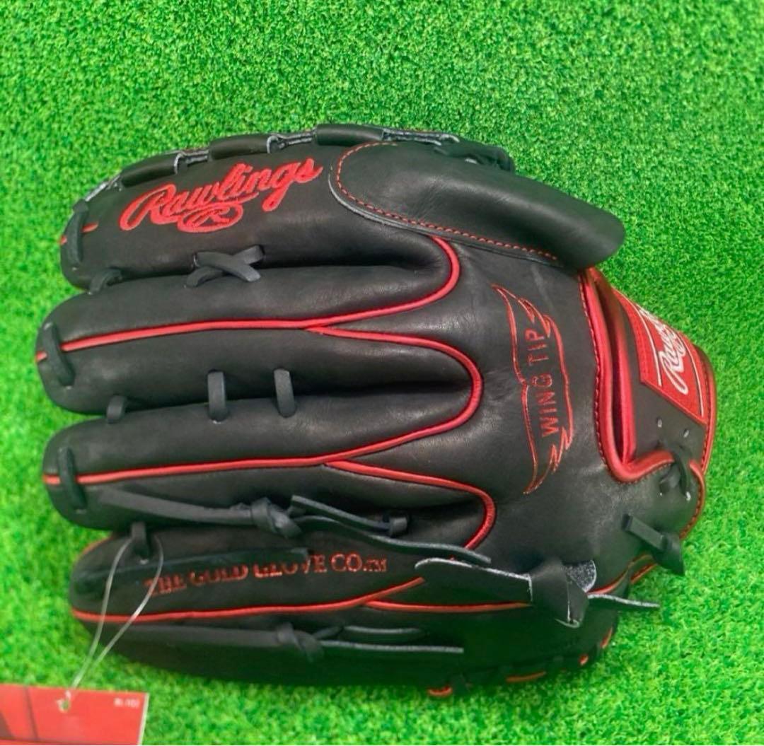 ローリングス 軟式グローブ ピッチャー 投手用 HOH METALLIC 黒 赤
