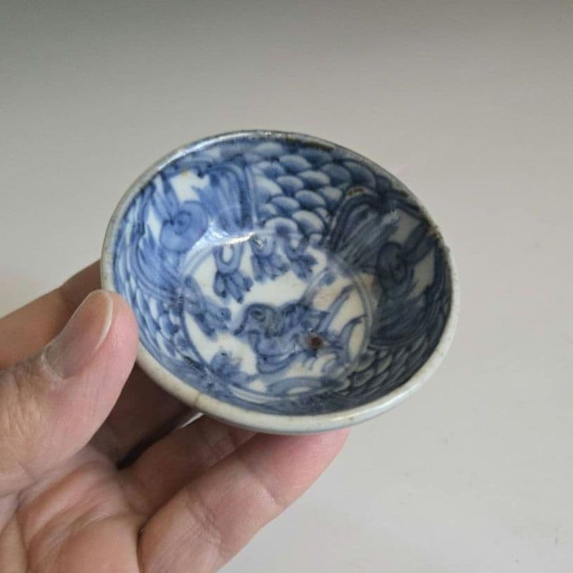 M-1331 中国明染付酒杯　 明末　砂高台 愛酒家にうれしい1合サイズの盃！波佐見焼ブランド「zen to」の新作酒