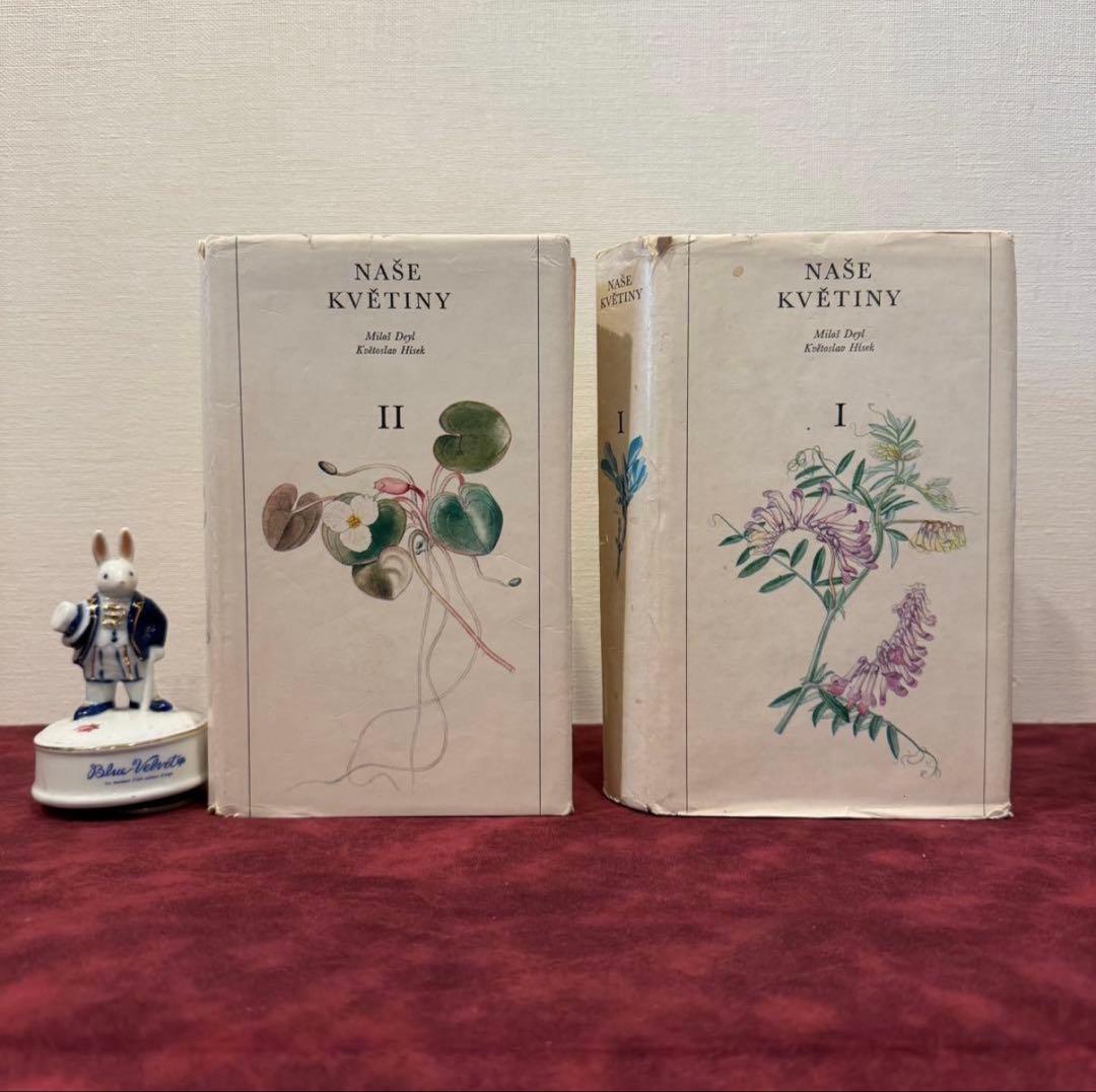 129①チェコ植物図鑑　2冊セット　洋書古書　ジャンクジャーナル　ボタンニカル 25②1965年チェコ植物図鑑 ジャンクジャーナル ボタンニカル 洋書古書